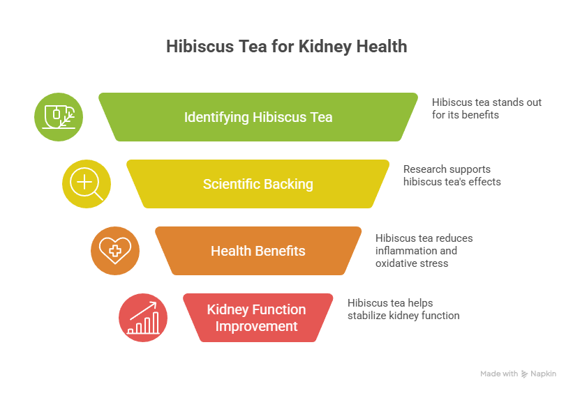 A cup of hibiscus tea, the focus of this kidney-health guide